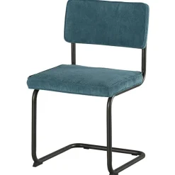 Chaises Vintage|Chaises Capitonnées|MALMOE Chaise velours gris piètement luge (lot de 2)