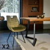Meubles De Cuisine·Chaises|Chaises Velours|MALMOE Chaise vert kaki avec poignée (lot de 2)