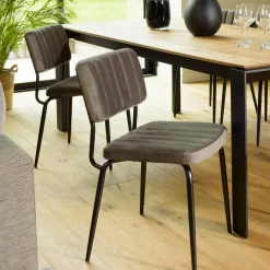 Chaises Capitonnées|Chaises Velours|TIM Chaise vintage en velours gris sombre