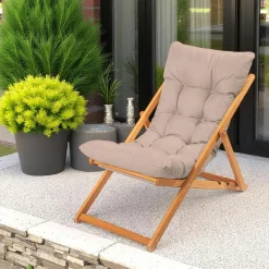 Transats / Bains De Soleil|SORA Chilienne taupe confort - pliante, inclinable