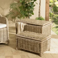 Rangements Déco·Malles|MANY Coffre en rotin et kubu (lot de 2)