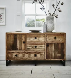 Rangements Déco·Malles|Coffres En Bois|Docker Coffre hévéa recyclé naturel et métal noirci 100X40X45cm