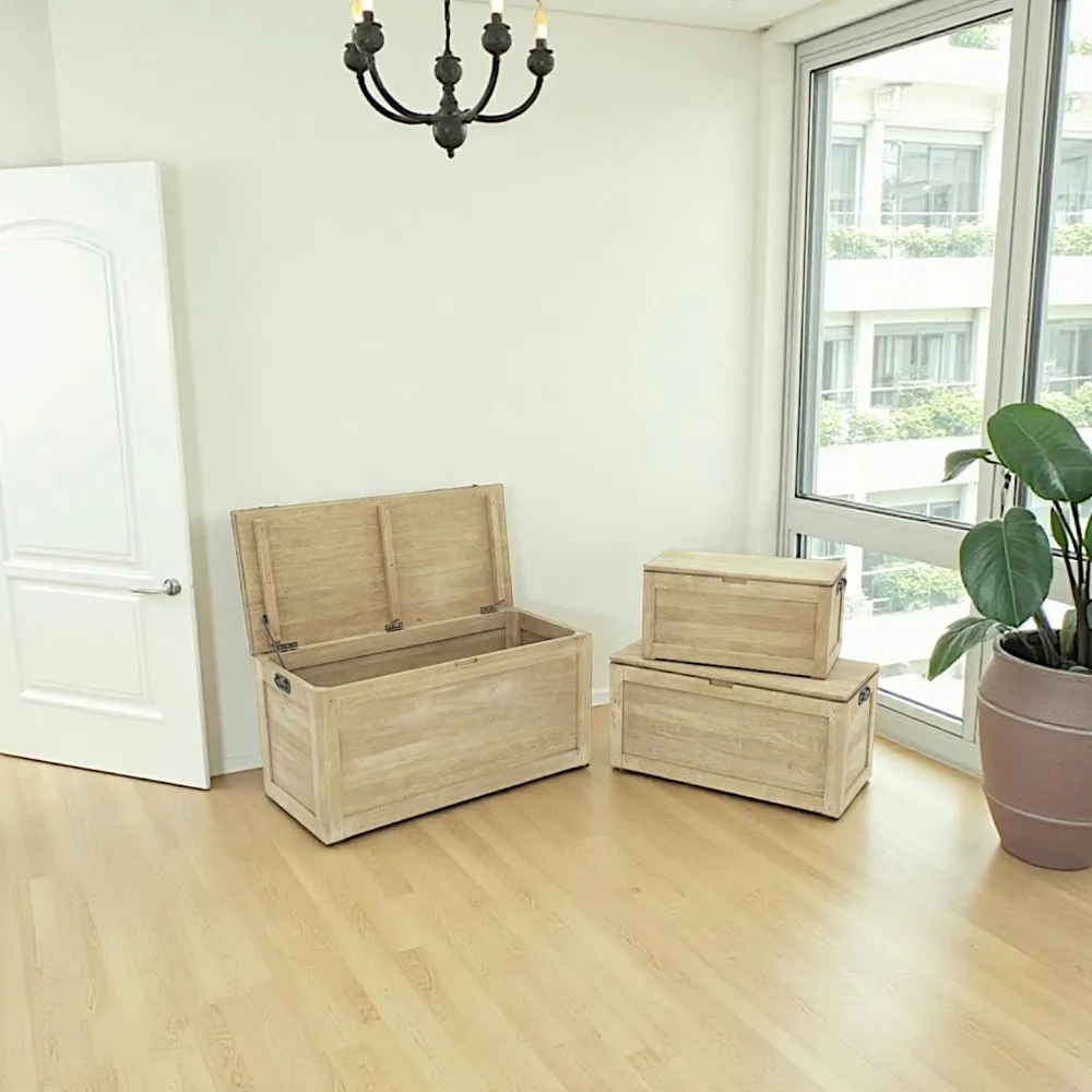 Rangements Déco·Malles|Coffres En Bois|Helena Coffres rectangles (lot de 3) bois massif hévéa