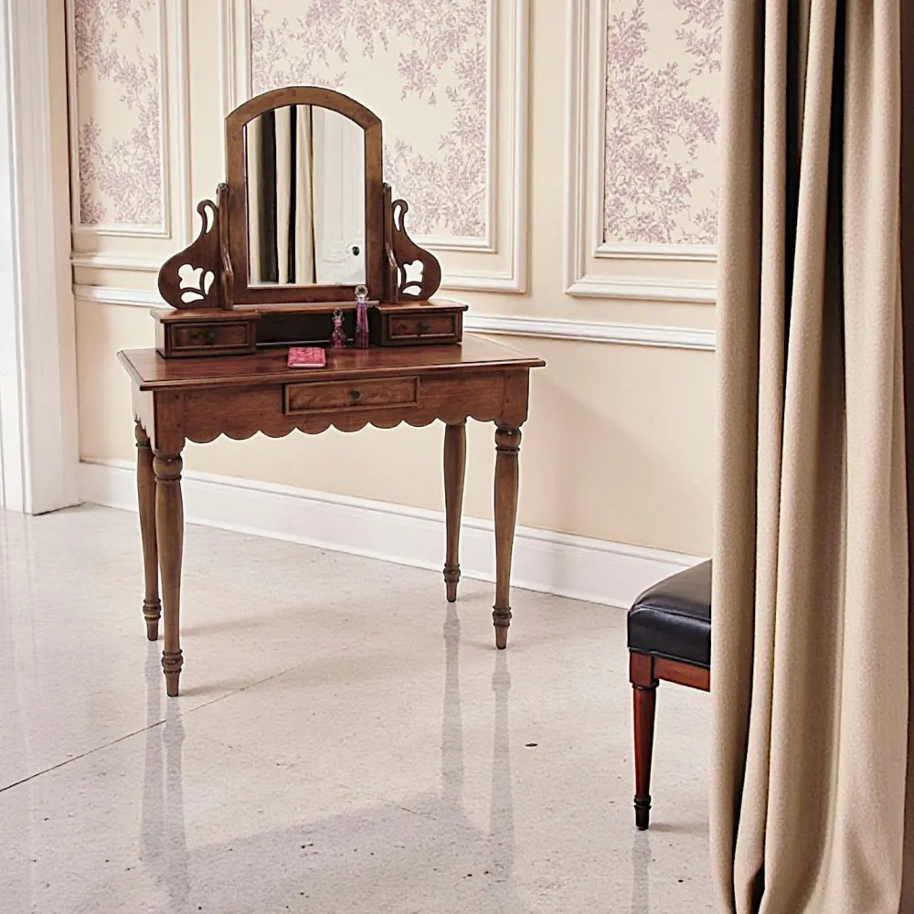 Meubles De Chambre·Coiffeuses|Tradition Coiffeuse avec miroir 3 tiroirs hévéa 100x45x143cm