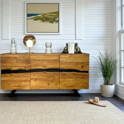 Meubles De Salon·Colonnes De Rangement|Meubles De Rangement·Colonnes De Rangement|BARBADE Colonne de rangement bois recyclé teck laque noire