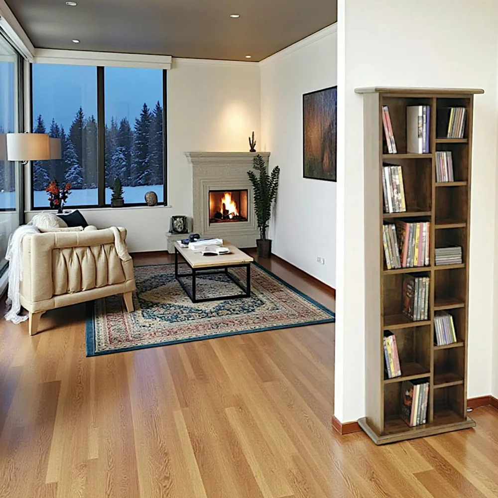 Meubles De Salon·Colonnes De Rangement|Meubles De Rangement·Colonnes De Rangement|Tradition Colonne double range CD/DVD hévéa 47x24x146cm