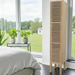 Meubles De Salon·Colonnes De Rangement|Meubles De Rangement·Colonnes De Rangement|New Orléans Colonne fermée Hévéa 3 portes Persiennes, 35x35x195cm NEW ORLEANS