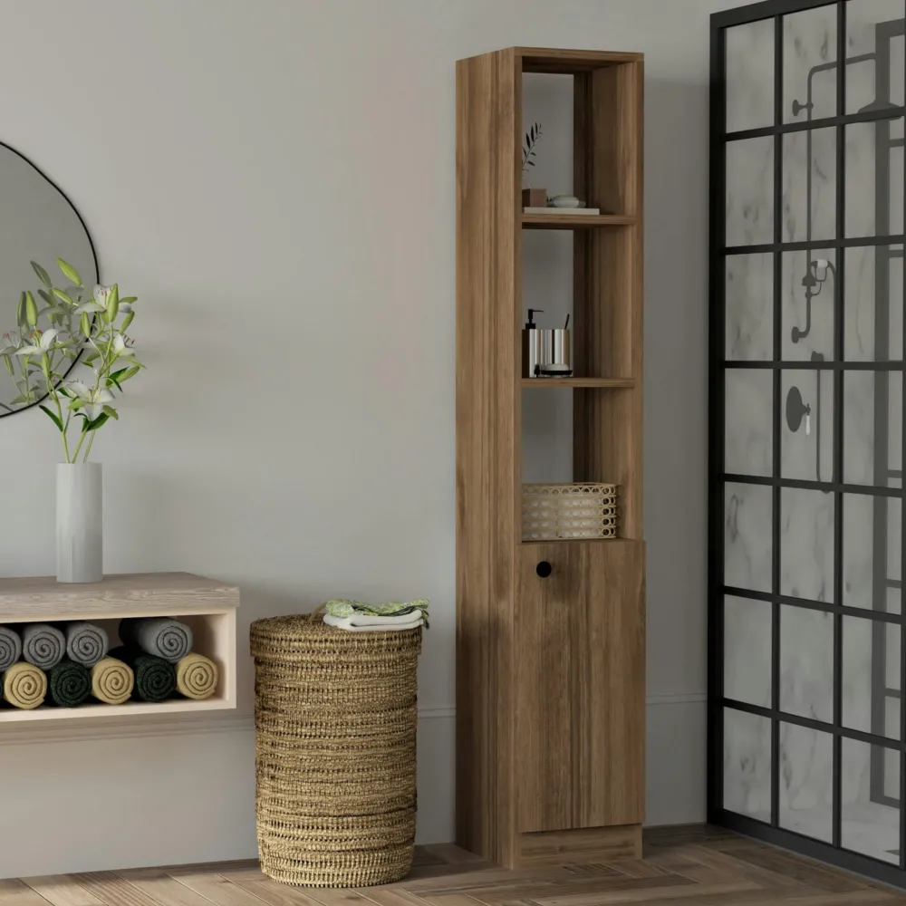 Meubles De Salle De Bains·Rangement Salle De Bains|MARFA Colonne salle de bains blanche, 1 porte 3 niches