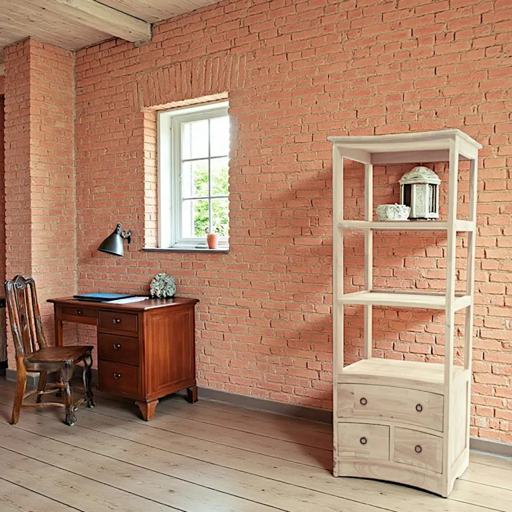 Meubles De Salon·Colonnes De Rangement|Meubles De Rangement·Colonnes De Rangement|Tradition Colonne étagère vague bois hévéa