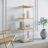 Meubles De Rangement·Petits Meubles De Rangement|LHASA Colonne vitrine design - bois clair, 4 plateaux