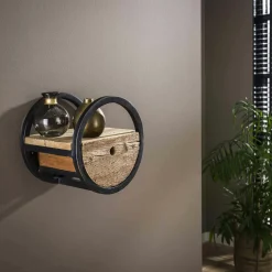 Meubles De Rangement·Petits Meubles De Rangement|LHASA Colonne vitrine design - bois clair, 4 plateaux