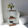 Meubles De Rangement·Petits Meubles De Rangement|LHASA Colonne vitrine design - bois marron, 3 plateaux