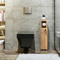 Meubles De Salle De Bains·Rangement Salle De Bains|MARFA Colonne WC anthracite 1 porte et dérouleur papier