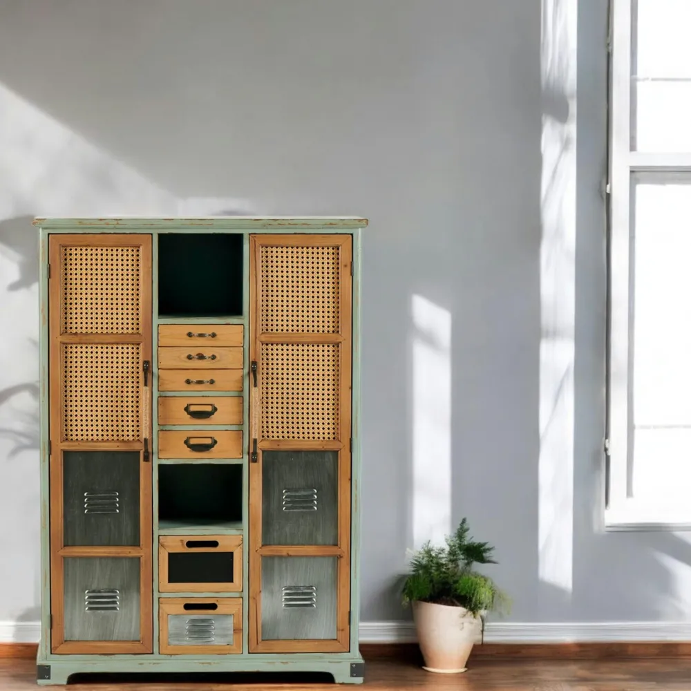 Univers Déco·Vintage|Commodes En Bois|LAMPHUN Commode 7 tiroirs 2 portes 2 niches