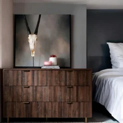 Commodes En Bois|QUEENSTOWN Commode bois recyclé brun 6 tiroirs