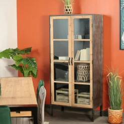 Commodes En Bois|Swing Commode en teck recyclé 3 tiroirs tressage coco