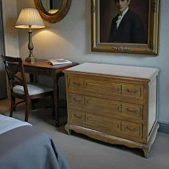 Commodes En Bois|Tradition Commode "France" Hévéa 3 tiroirs, pieds galbés 100x50x83cm