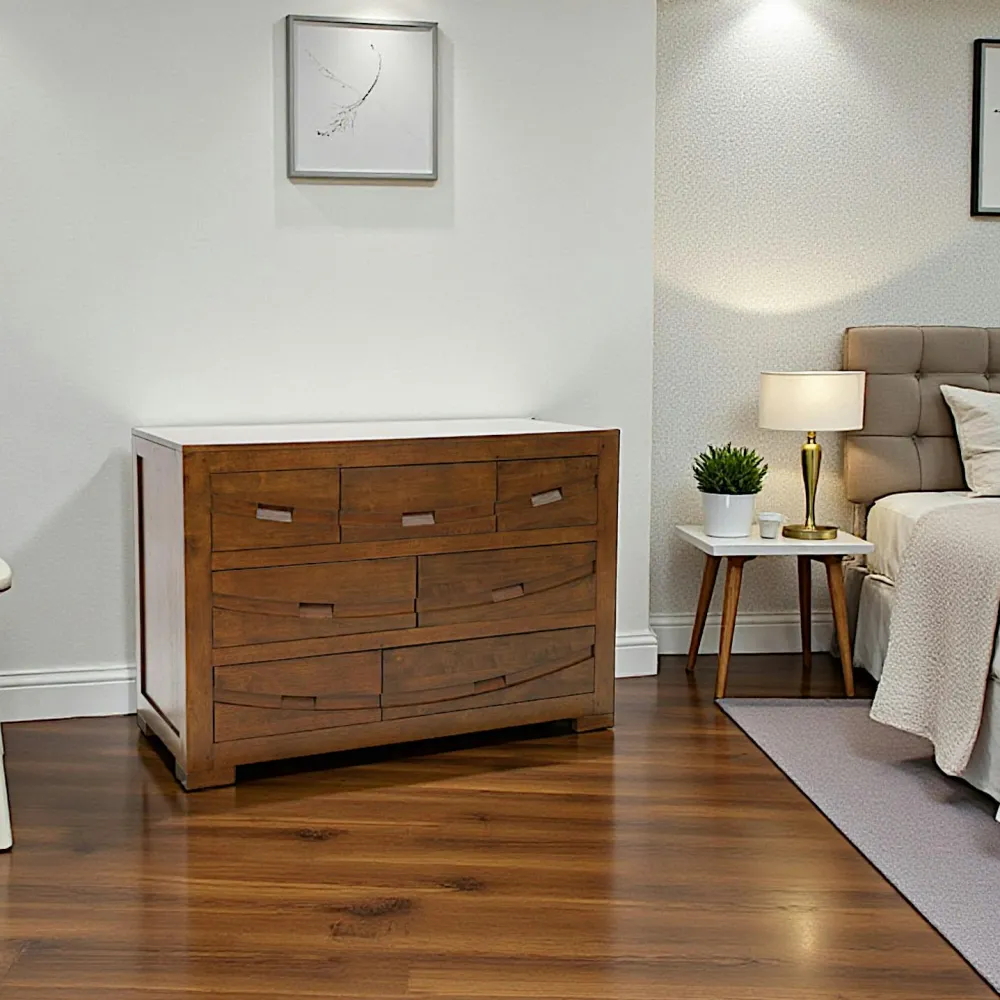 Commodes En Bois|Niagara Commode Hévéa 7 tiroirs 110x50x76cm