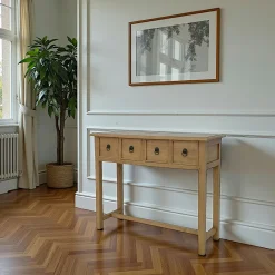 Consoles Avec Tiroirs|Consoles Avec Tiroir|Maori Console 4 tiroirs hévéa 100cm