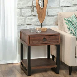 Consoles En Bois|Consoles En Bois|SAMOA Console bois brun recyclé 2 tiroirs