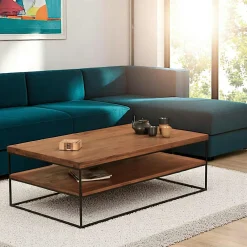 Consoles En Bois|Consoles En Bois|OKA Console bois et métal double plateau 120 cm