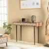 Consoles Avec Tiroirs|Consoles Avec Tiroir|KANHA Console contemporaine bois exotique pieds métal 2 tiroirs effet graphique
