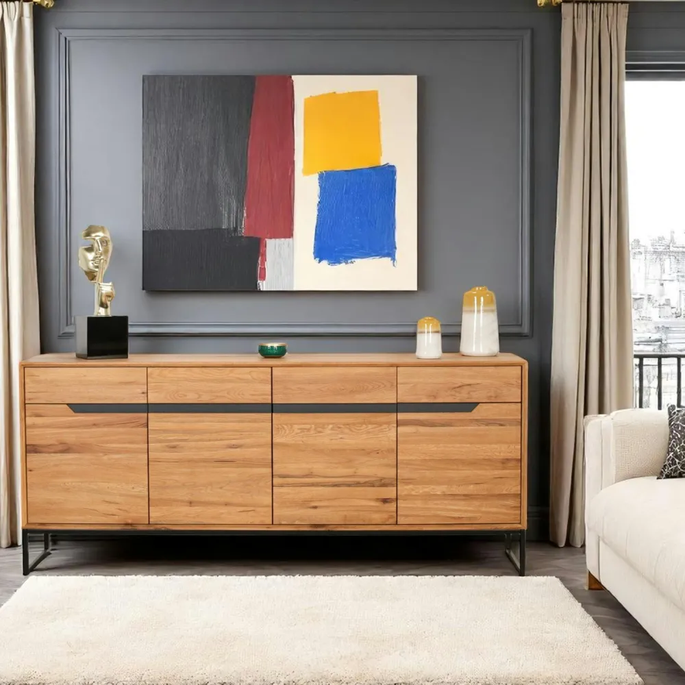 Consoles En Bois|Consoles En Bois|BATH Console de salon en bois finition gris clair