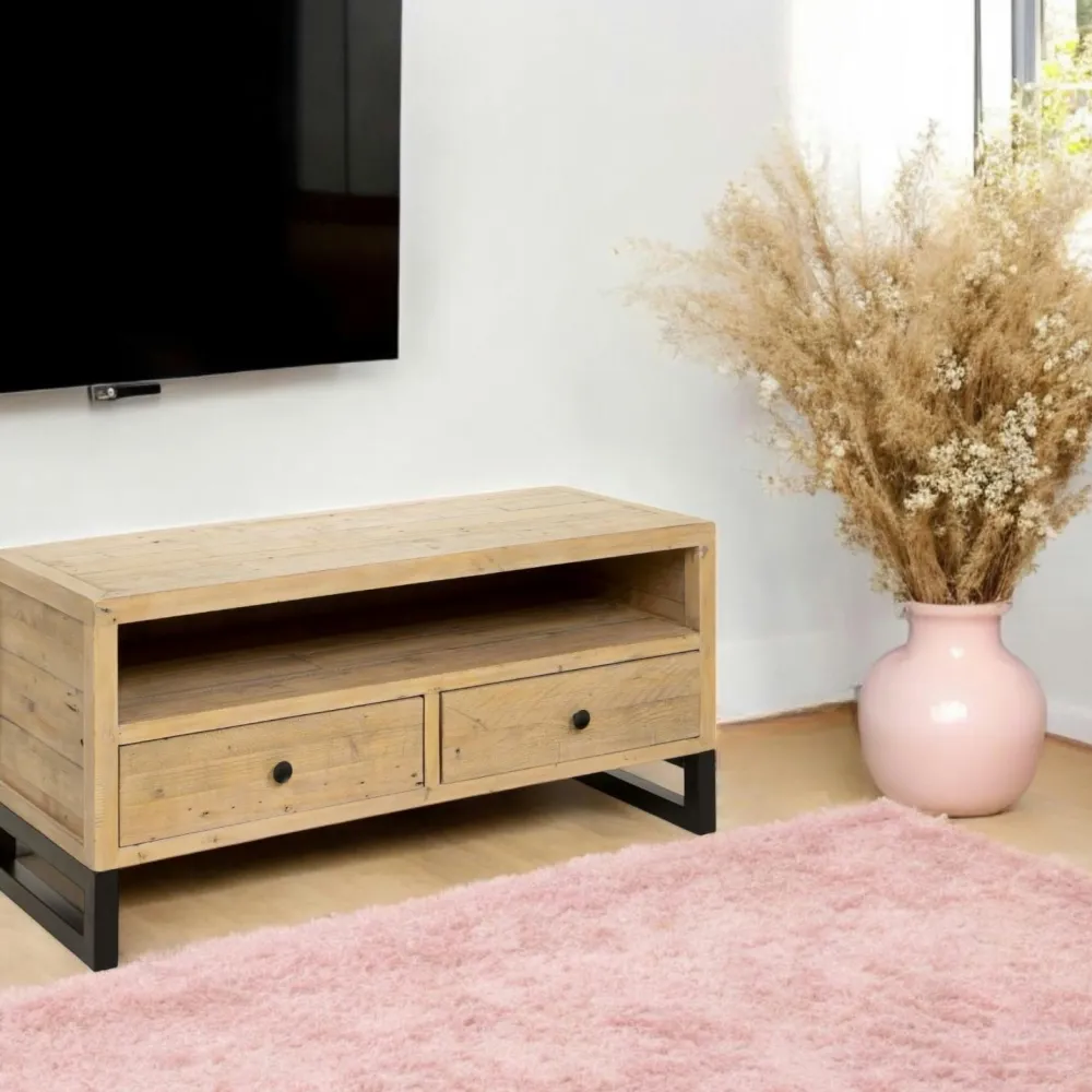 Consoles En Bois|Consoles En Bois|MARFA Console de salon noire ovale - pieds en V, effet bois