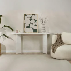 Consoles En Bois|Consoles En Bois|MARFA Console de salon noire ovale - pieds en V, effet bois