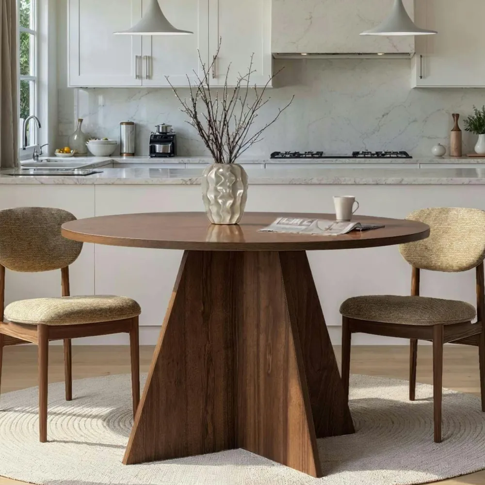 Consoles En Bois|Consoles En Bois|MARFA Console de salon ovale effet noyer foncé - pieds en V