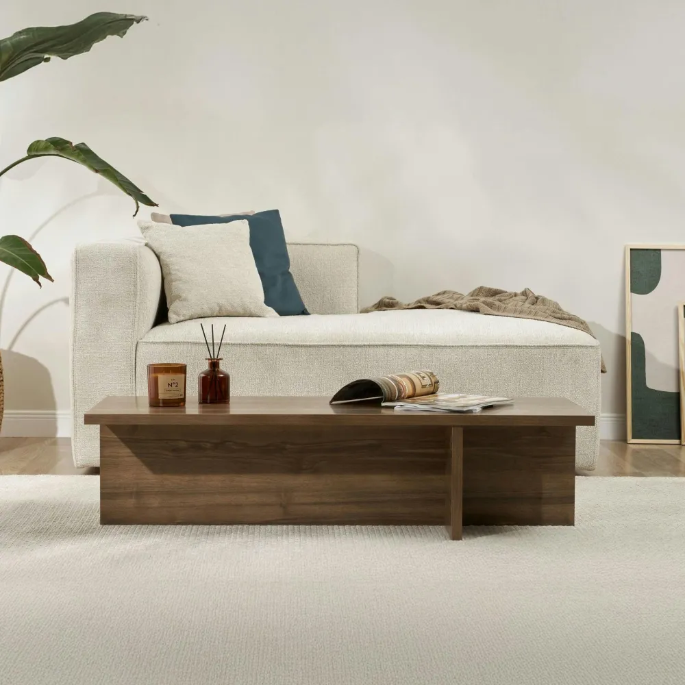 Consoles En Bois|Consoles En Bois|MARFA Console de salon ovale effet noyer foncé - pieds en V