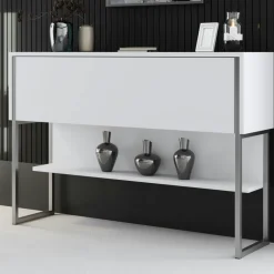 Consoles En Bois|Consoles En Bois|JENA Console d'entrée blanche design avec grand rangement