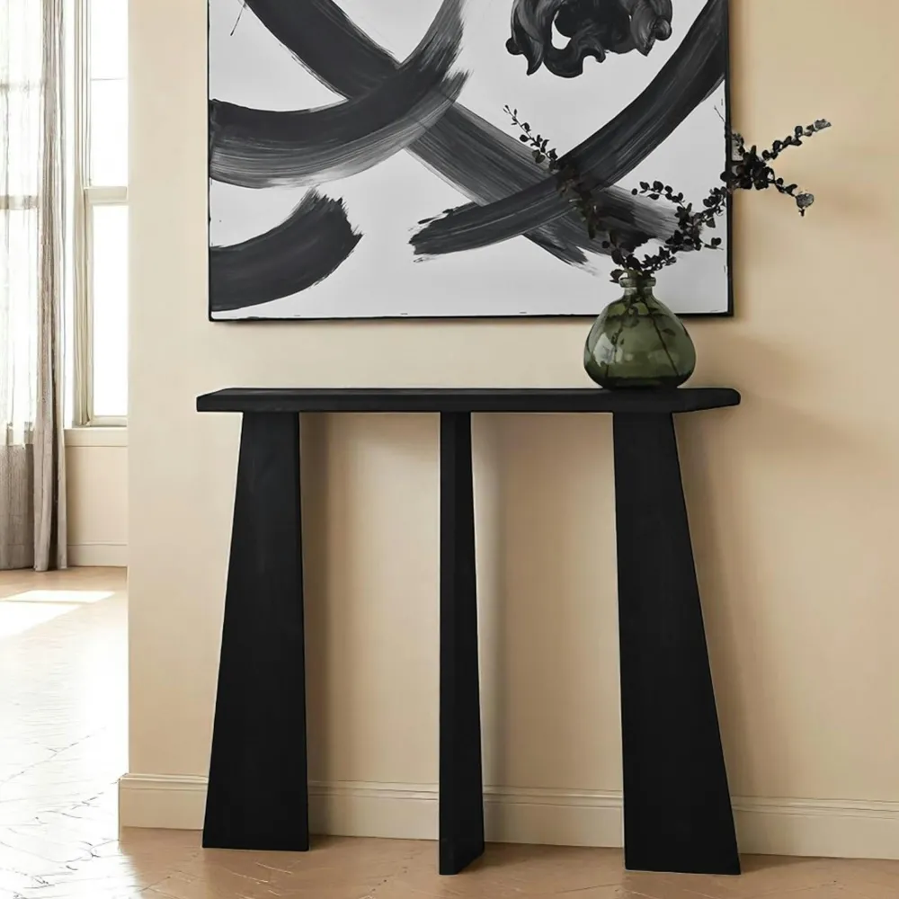 Consoles En Bois|Consoles En Bois|SITIA Console d'entrée en bois anthracite - 3 pieds