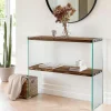 Consoles En Bois|Consoles En Bois|LHASA Console d'entrée minimaliste bois brun et verre