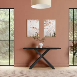 Univers Déco·Design Contemporain|OTTAWA Console design en céramique blanche marbrée