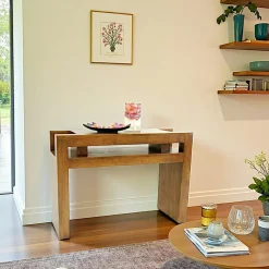 Consoles En Bois|Consoles En Bois|Olga Console Hévéa 2 niches intégrées dans son double plateaux 110x40x78cm