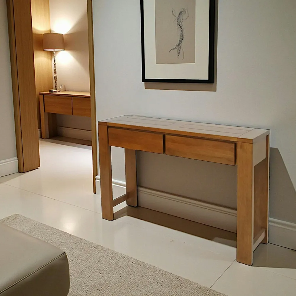 Consoles Avec Tiroirs|Consoles Avec Tiroir|Olga Console Hévéa 2 tiroirs 115x30x75cm