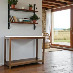 Consoles En Bois|Consoles En Bois|Helena Console Hévéa double plateaux 110x35x85cm