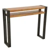 Consoles Industrielles|Consoles Industrielles|Docker Console hévéa recyclé naturel et métal noirci 2 plateaux 100X25X80cm
