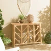 Consoles En Bois|Consoles En Bois|MANAK Console rondins de teck naturel piétement décoré