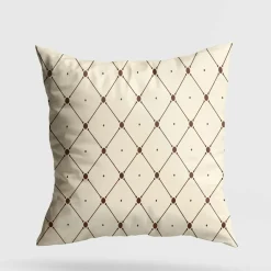 Textile·Coussins|IZMIR Coussin crème – motifs losanges marrons