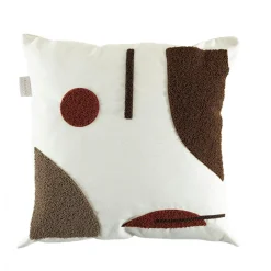 Textile·Coussins|IZMIR Coussin de canapé bouclette – motif abstrait marron