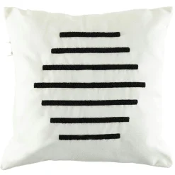 Textile·Coussins|IZMIR Coussin de canapé en lin – rayures en bouclette noire