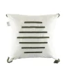 Textile·Coussins|IZMIR Coussin en lin à pompons – rayures en bouclette verte