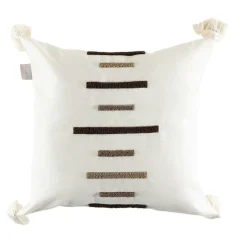 Textile·Coussins|IZMIR Coussin en lin écru – motif losange noir stylisé