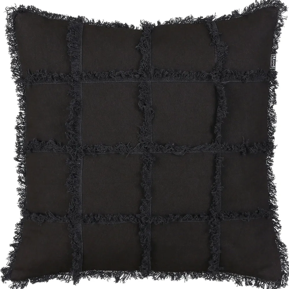 Textile·Coussins| Coussin noir avec damier