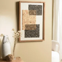 Univers Déco·Maison De Campagne|Décorations Murales|DENVER Décoration murale bois et tissu décor 3 mosaïques 42 x 62 cm