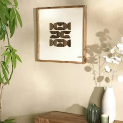 Univers Déco·Maison De Campagne|Décorations Murales|DENVER Décoration murale carrée motifs bois sur fond blanc