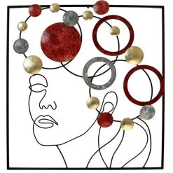 Univers Déco·Design Contemporain|Décorations Murales| Décoration murale en métal visage et formes bleues et or