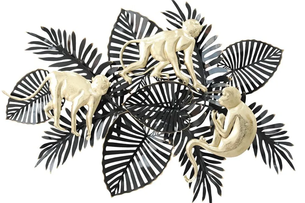 Décorations Murales| Décoration murale en métal feuillage et singes